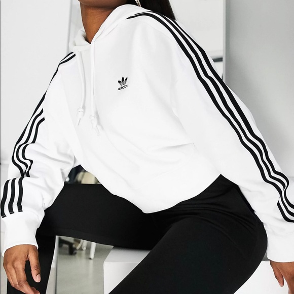 Adidas white cropped hoodie XS - Picture 1 of 5